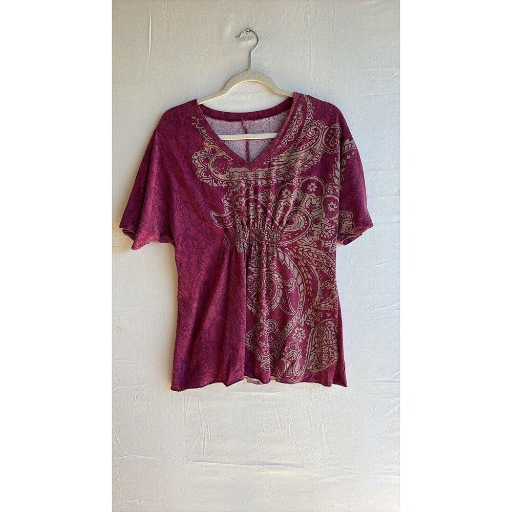 New Directions Weekend Paisley V-Neck Empire Waist Tunic Top